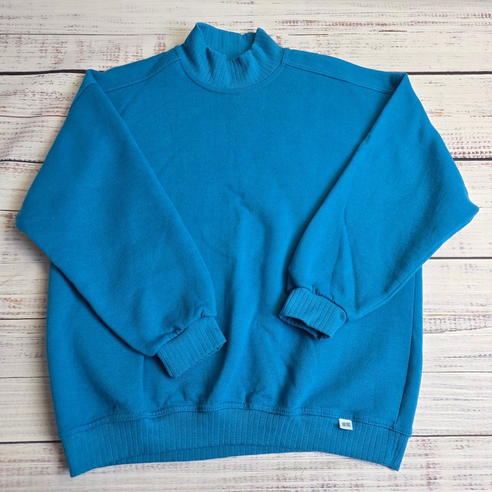 Vintage Russell Athletic Mock Neck Sweatshirt Teal Blue Made in USA Womens XL